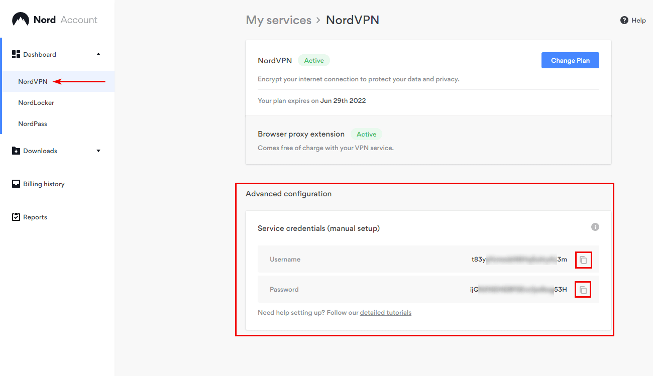 NordVPN account page